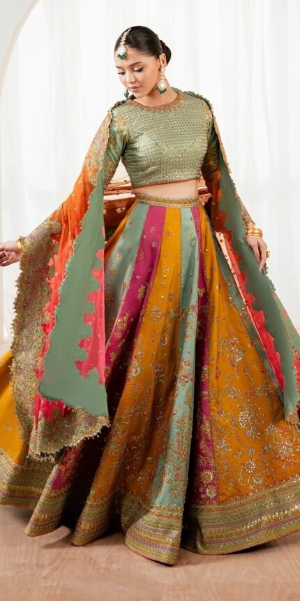Baroque Multi Color Indian Raw Silk Maxi